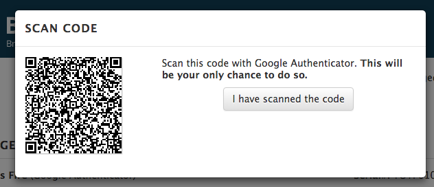 Screenshot: Scan Code with Google Authenticator